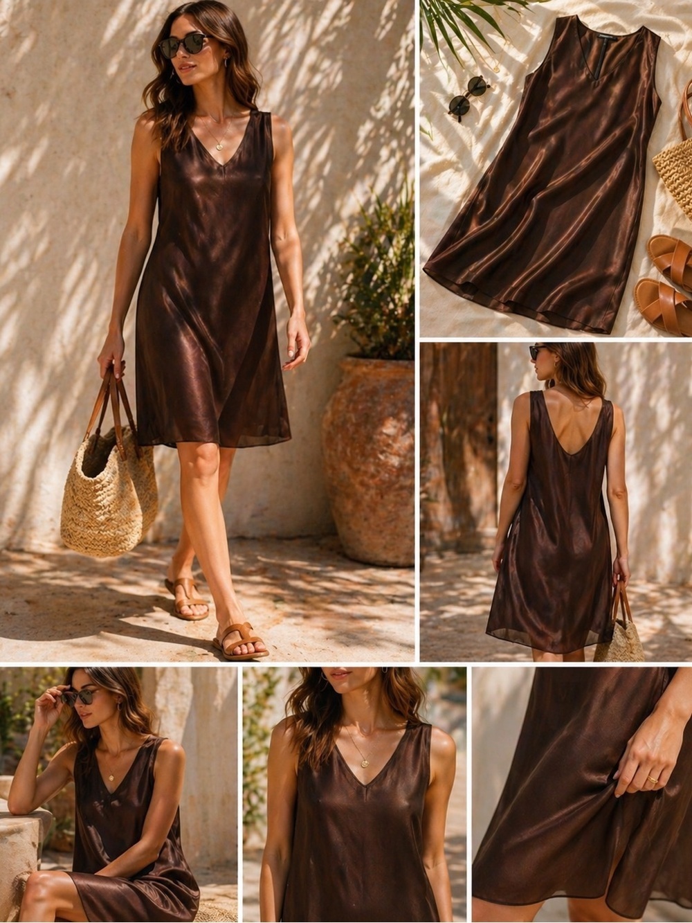 Rag & Bone Silk Slip Dress Chocolate Brown Minimal Quiet Luxury Size S